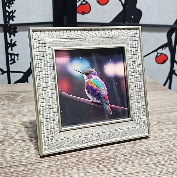 Framed 4x4 Hummingbird Fantasy Art Watercolor Oil Painting Print - Picture 11 of 11